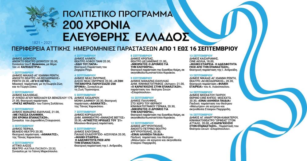 Σεπτέμβριος του θεάτρου και της μουσικής από την Περιφέρεια Αττικής Επετειακές 1-16 Σεπτεμβρίου