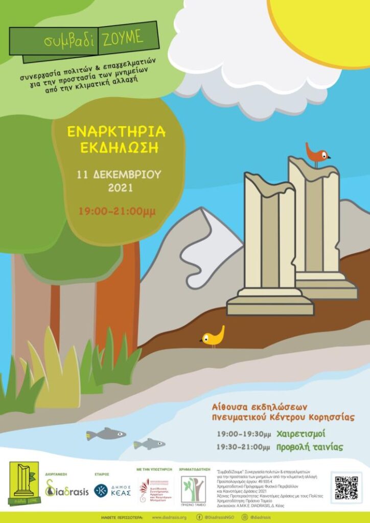 ΣυμβαδίΖΟΥΜΕ - Έργο για την Προστασία των Μνημείων από την Κλιματική αλλαγή στον Δήμο Κέας Αφίσα